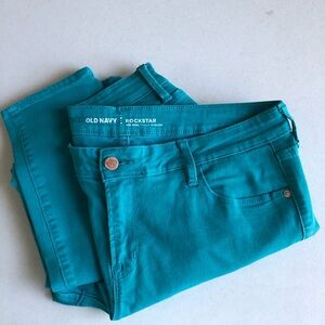 Old Navy Rockstar Mid-Rise Jeans In Green - Size 14